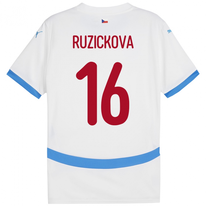 Hombre Camiseta Chequia Barbora Růžičková #16 Blanco 2ª Equipación 24-26 La Camisa Perú