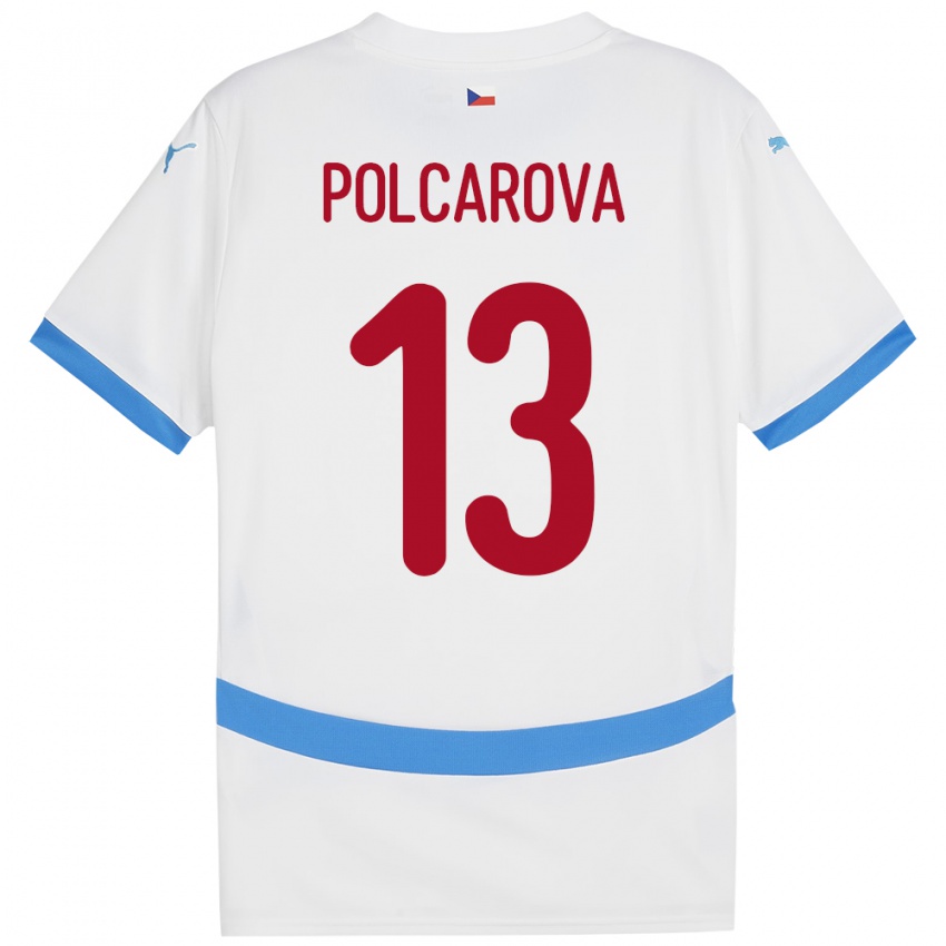 Hombre Camiseta Chequia Barbora Polcarová #13 Blanco 2ª Equipación 24-26 La Camisa Perú