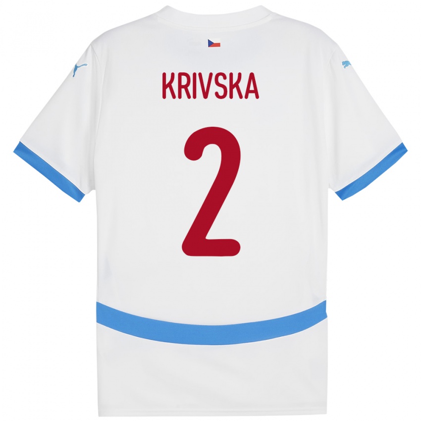 Hombre Camiseta Chequia Karolína Křivská #2 Blanco 2ª Equipación 24-26 La Camisa Perú