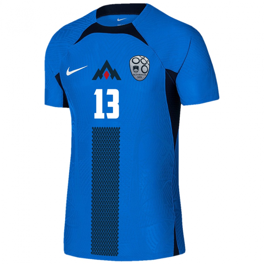 Hombre Camiseta Eslovenia Aleks Ristic #13 Azul 2ª Equipación 24-26 La Camisa Perú