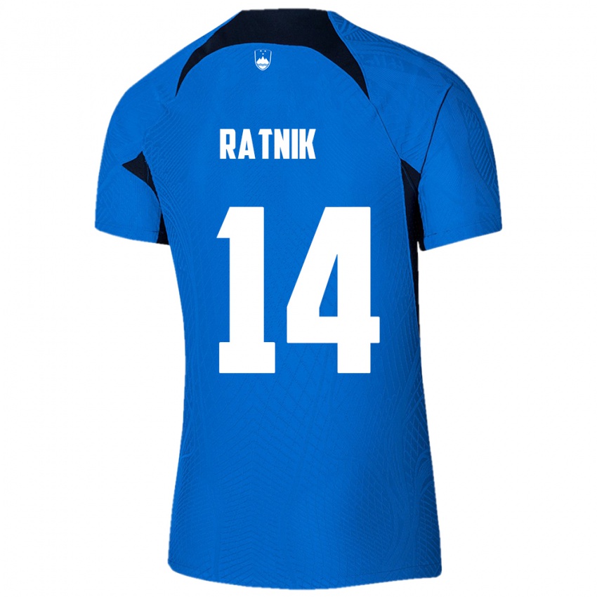 Hombre Camiseta Eslovenia Marcel Ratnik #14 Azul 2ª Equipación 24-26 La Camisa Perú