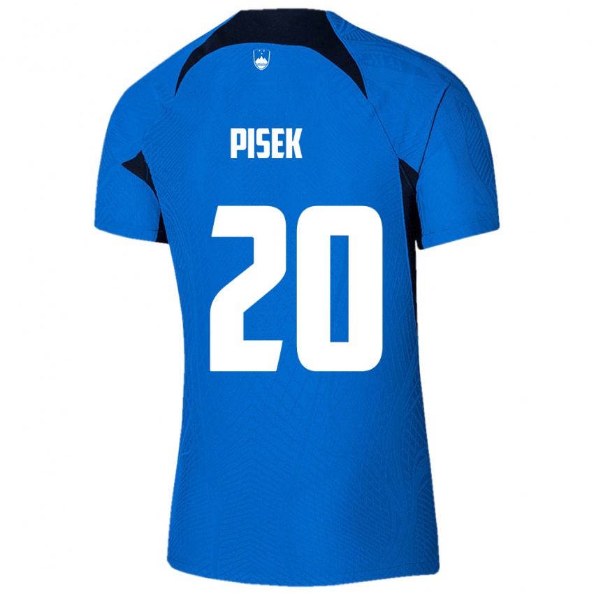 Hombre Camiseta Eslovenia Jost Pisek #20 Azul 2ª Equipación 24-26 La Camisa Perú