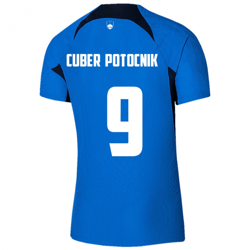 Hombre Camiseta Eslovenia Jaka Cuber Potocnik #9 Azul 2ª Equipación 24-26 La Camisa Perú