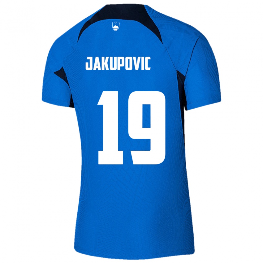 Hombre Camiseta Eslovenia Aldin Jakupovic #19 Azul 2ª Equipación 24-26 La Camisa Perú