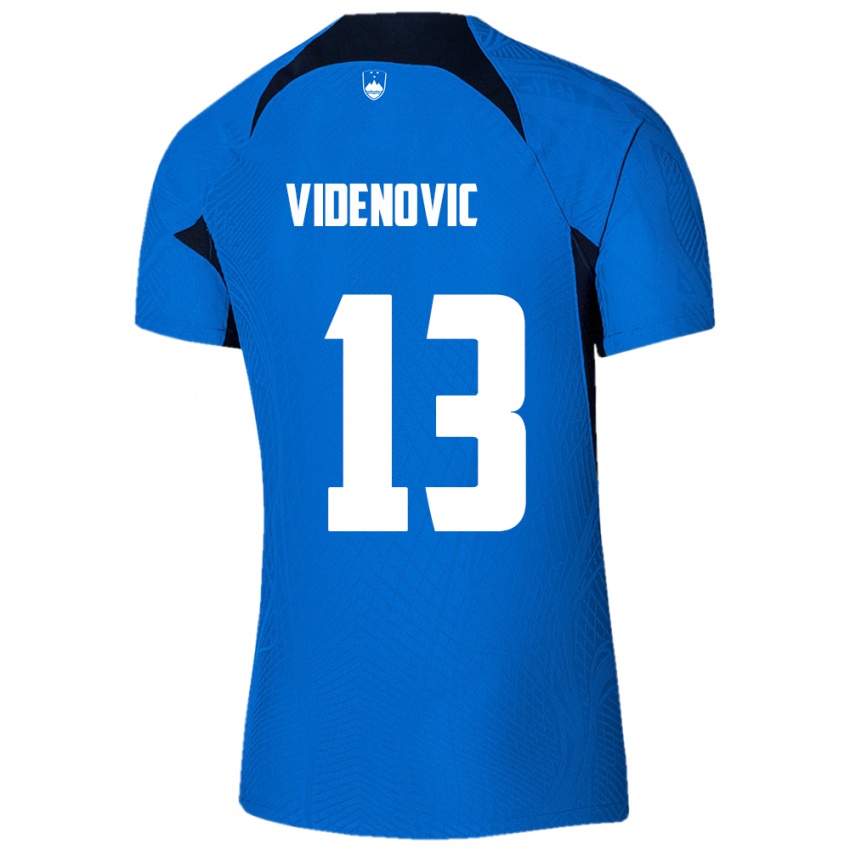 Hombre Camiseta Eslovenia Denis Videnovic #13 Azul 2ª Equipación 24-26 La Camisa Perú