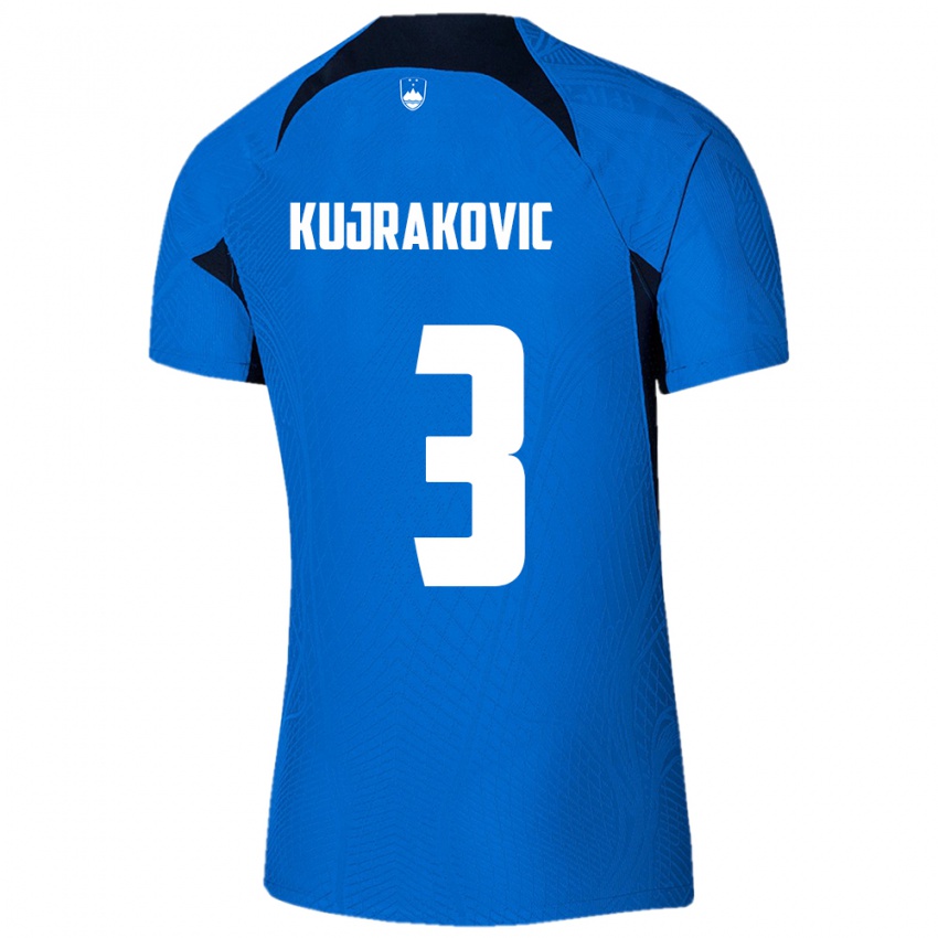 Hombre Camiseta Eslovenia Minel Kujrakovic #3 Azul 2ª Equipación 24-26 La Camisa Perú