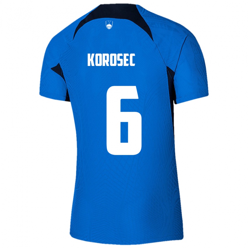 Hombre Camiseta Eslovenia Kaja Korošec #6 Azul 2ª Equipación 24-26 La Camisa Perú