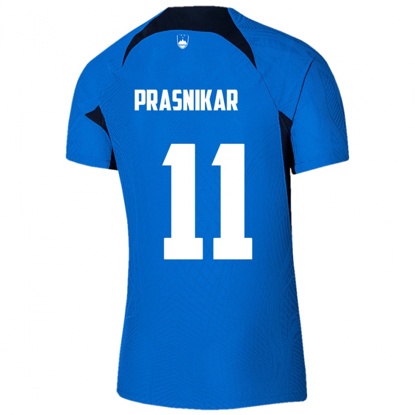 Hombre Camiseta Eslovenia Lara Prašnikar #11 Azul 2ª Equipación 24-26 La Camisa Perú