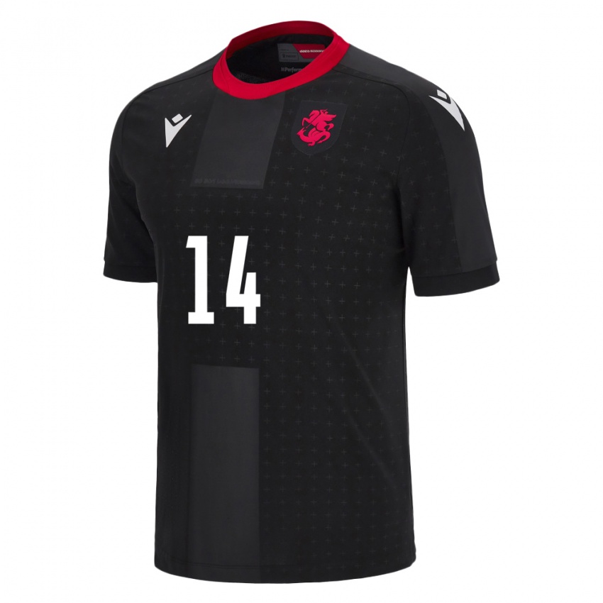 Hombre Camiseta Georgia Anastasia Bolkvadze #14 Negro 2ª Equipación 24-26 La Camisa Perú