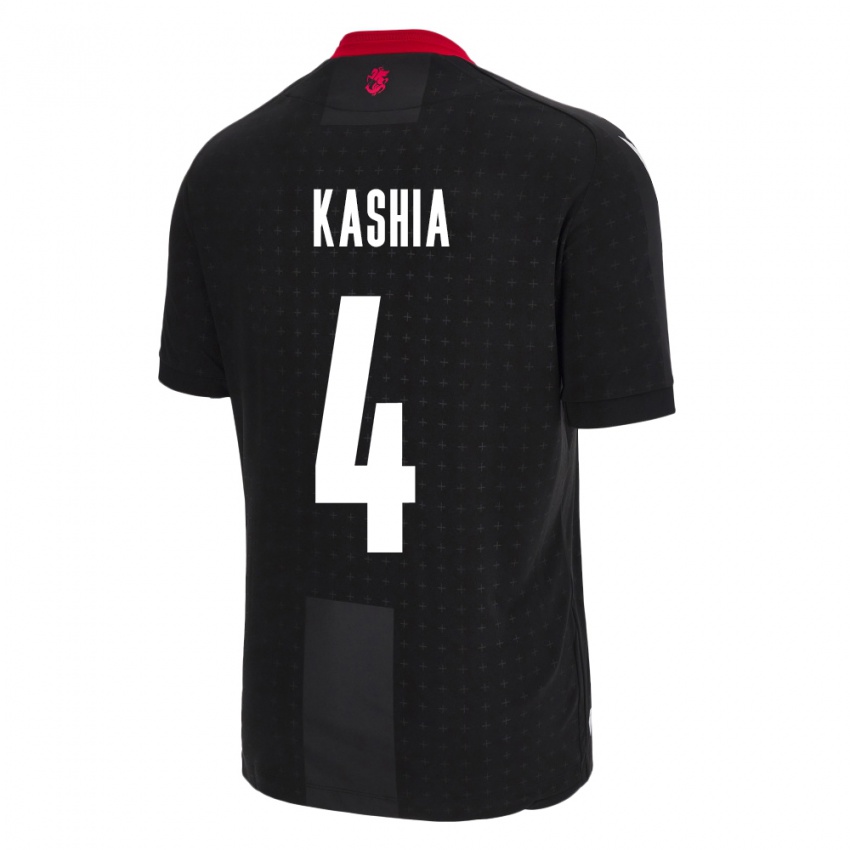 Hombre Camiseta Georgia Guram Kashia #4 Negro 2ª Equipación 24-26 La Camisa Perú