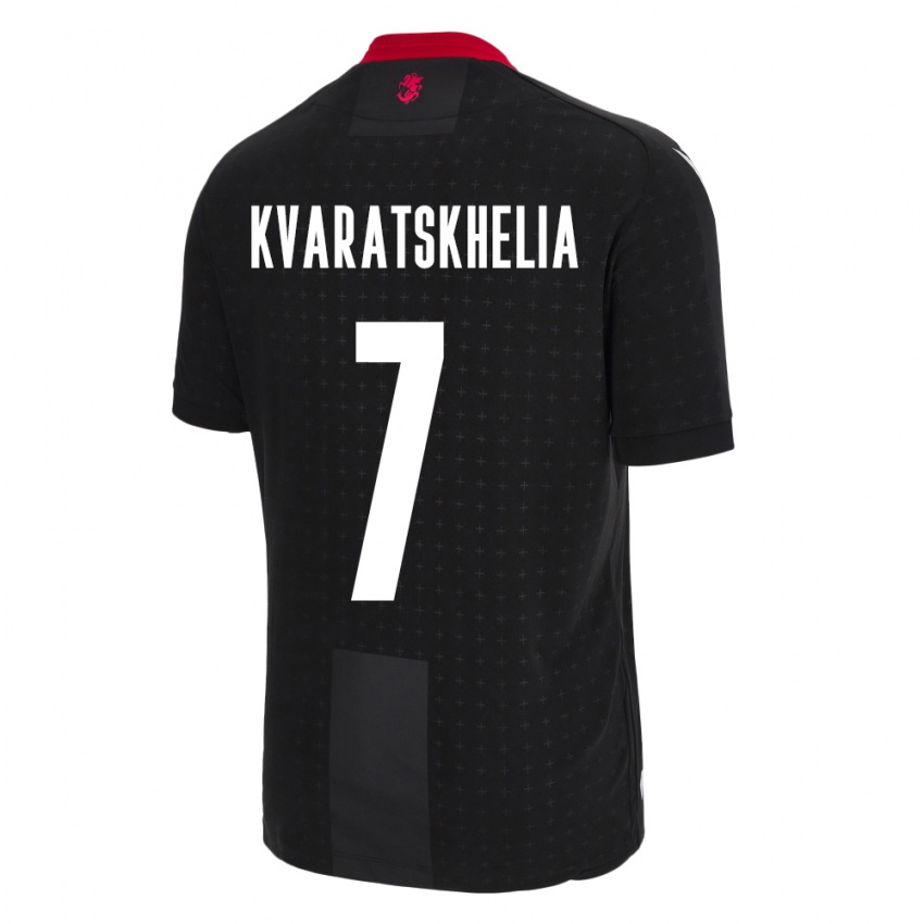 Hombre Camiseta Georgia Khvicha Kvaratskhelia #7 Negro 2ª Equipación 24-26 La Camisa Perú