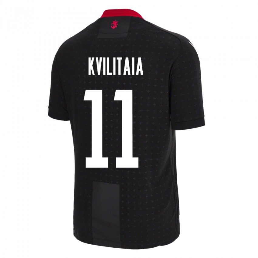 Hombre Camiseta Georgia Giorgi Kvilitaia #11 Negro 2ª Equipación 24-26 La Camisa Perú