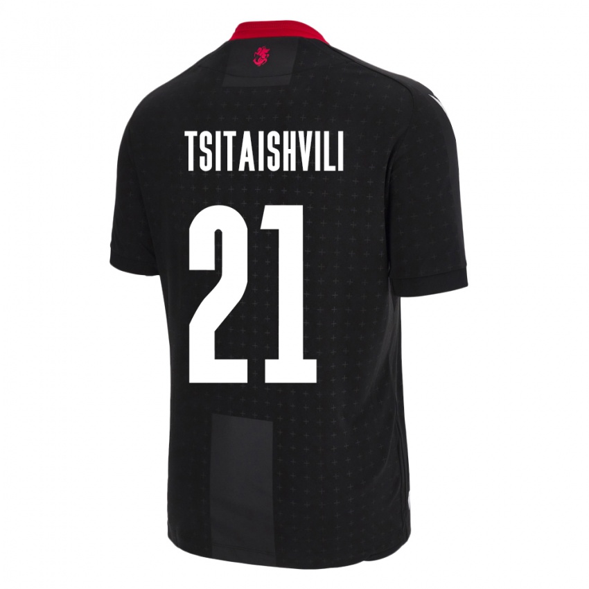 Hombre Camiseta Georgia Georgiy Tsitaishvili #21 Negro 2ª Equipación 24-26 La Camisa Perú