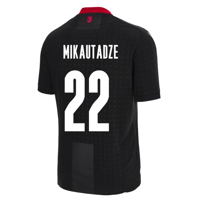 Hombre Camiseta Georgia Georges Mikautadze #22 Negro 2ª Equipación 24-26 La Camisa Perú