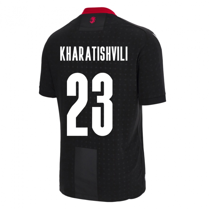 Hombre Camiseta Georgia Luka Kharatishvili #23 Negro 2ª Equipación 24-26 La Camisa Perú