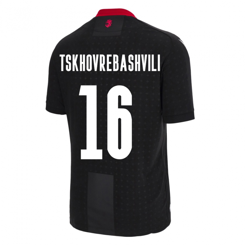 Hombre Camiseta Georgia Nikoloz Tskhovrebashvili #16 Negro 2ª Equipación 24-26 La Camisa Perú