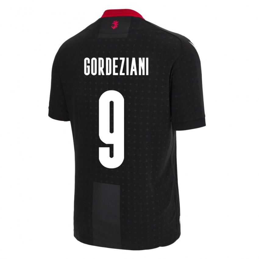 Hombre Camiseta Georgia Vasilios Gordeziani #9 Negro 2ª Equipación 24-26 La Camisa Perú