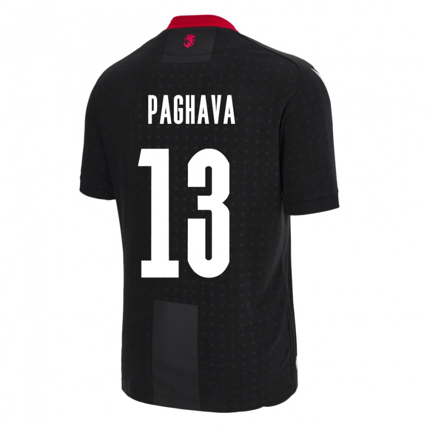 Hombre Camiseta Georgia Davit Paghava #13 Negro 2ª Equipación 24-26 La Camisa Perú