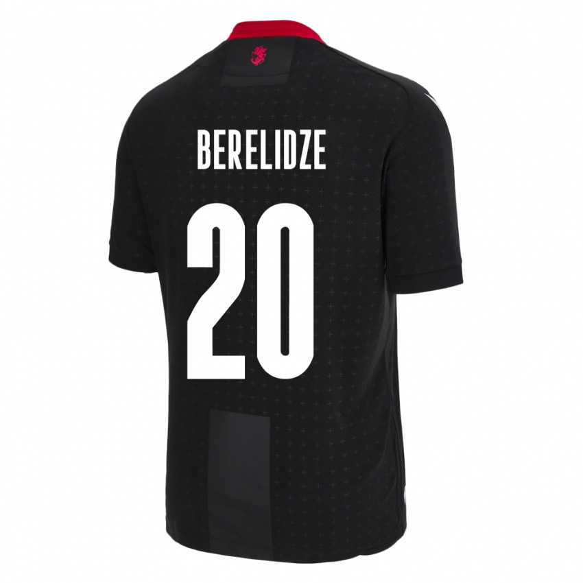 Hombre Camiseta Georgia Tsotne Berelidze #20 Negro 2ª Equipación 24-26 La Camisa Perú