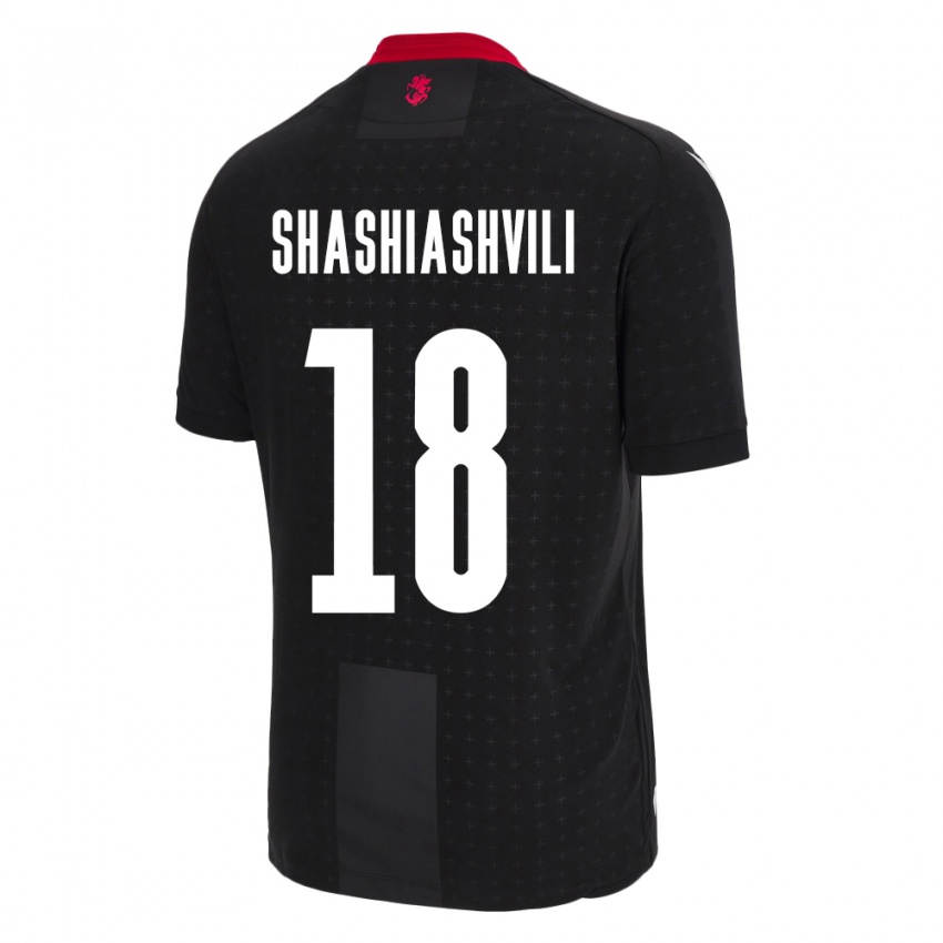 Hombre Camiseta Georgia Luka Shashiashvili #18 Negro 2ª Equipación 24-26 La Camisa Perú