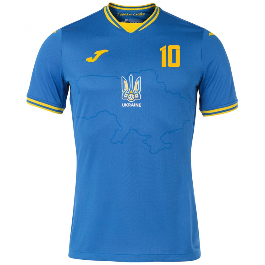 Hombre Camiseta Ucrania Andriy Matkevych #10 Azul 2ª Equipación 24-26 La Camisa Perú