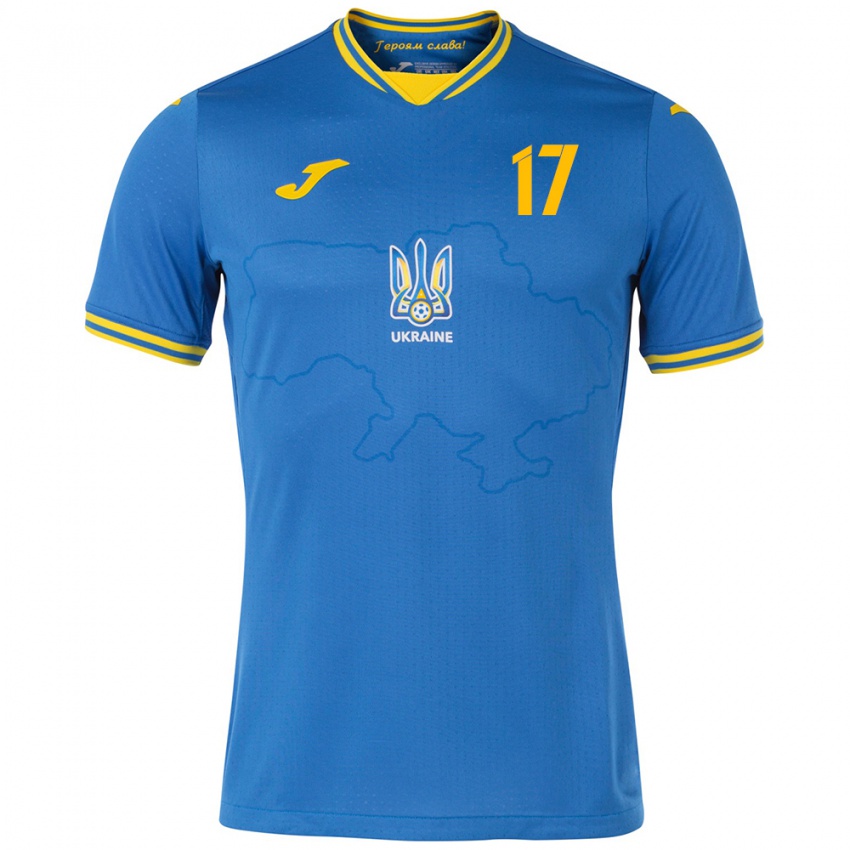 Hombre Camiseta Ucrania Ramik Gadzhyev #17 Azul 2ª Equipación 24-26 La Camisa Perú