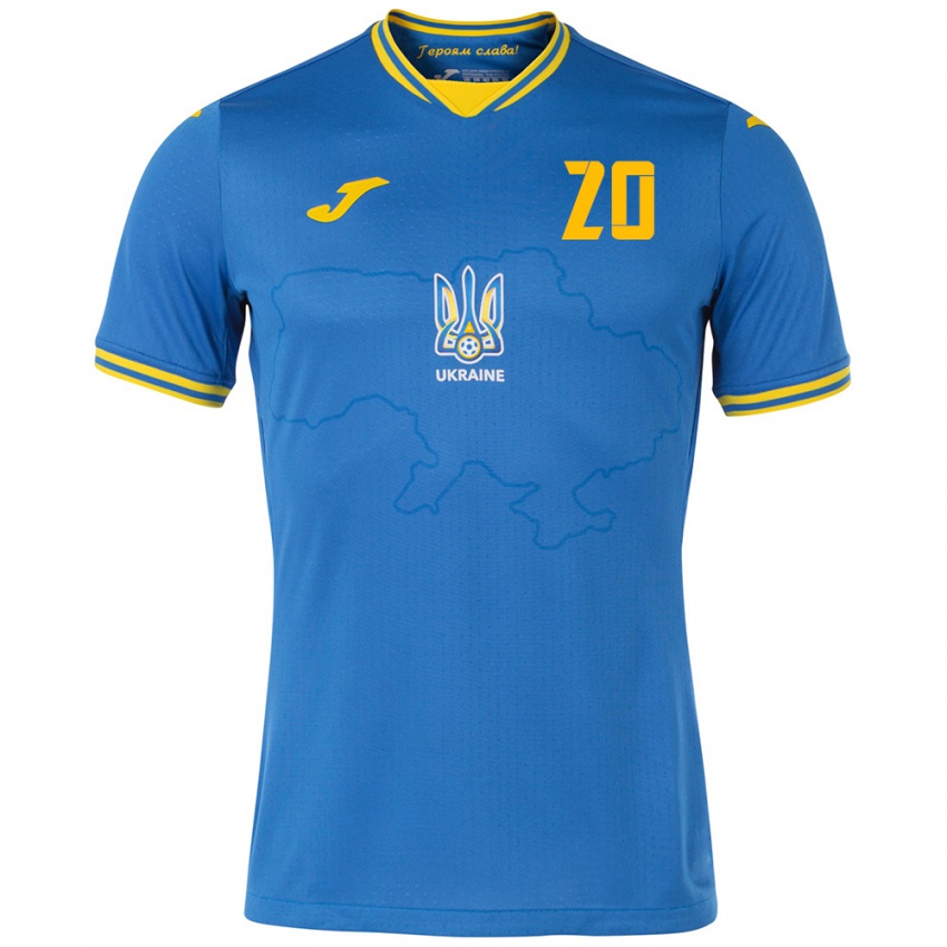 Hombre Camiseta Ucrania Eldar Kuliyev #20 Azul 2ª Equipación 24-26 La Camisa Perú