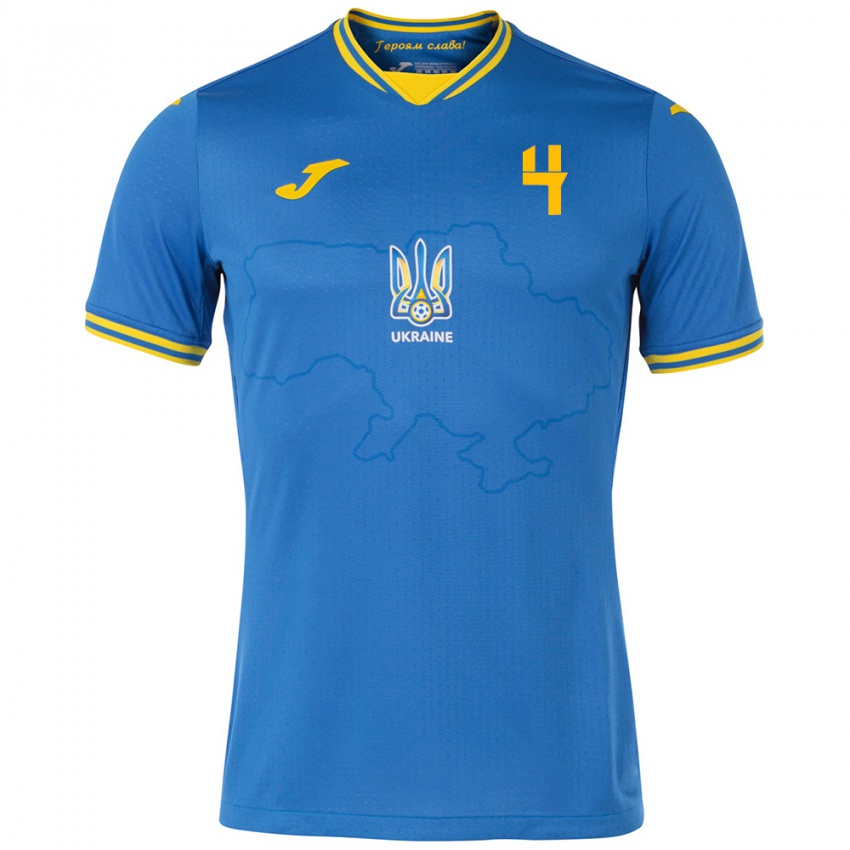 Hombre Camiseta Ucrania Tetyana Romanenko #4 Azul 2ª Equipación 24-26 La Camisa Perú