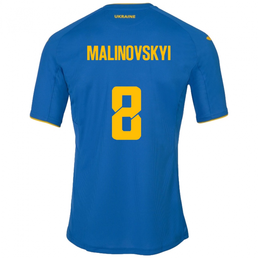 Hombre Camiseta Ucrania Ruslan Malinovskyi #8 Azul 2ª Equipación 24-26 La Camisa Perú