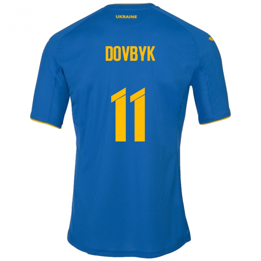 Hombre Camiseta Ucrania Artem Dovbyk #11 Azul 2ª Equipación 24-26 La Camisa Perú