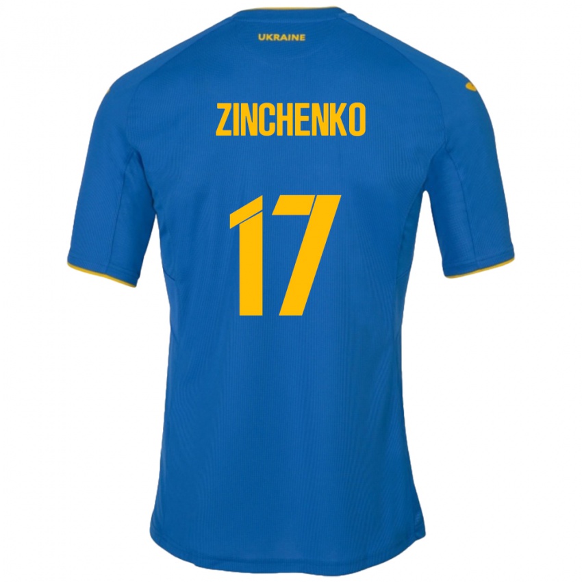 Hombre Camiseta Ucrania Oleksandr Zinchenko #17 Azul 2ª Equipación 24-26 La Camisa Perú