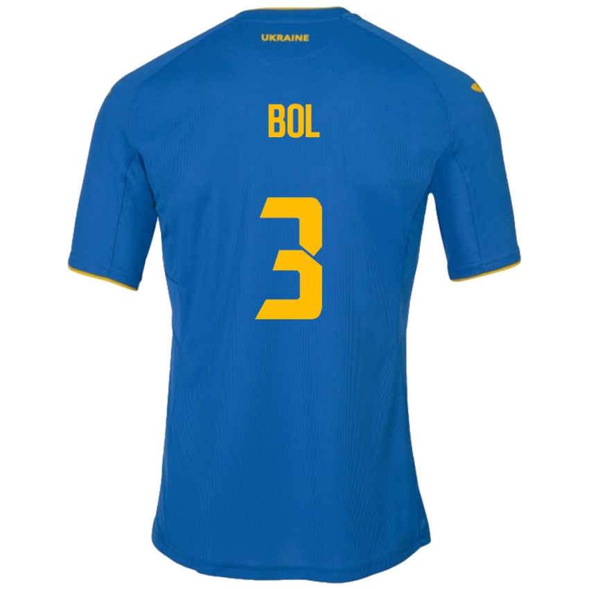 Hombre Camiseta Ucrania Anton Bol #3 Azul 2ª Equipación 24-26 La Camisa Perú