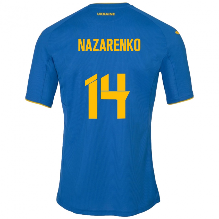 Hombre Camiseta Ucrania Oleksandr Nazarenko #14 Azul 2ª Equipación 24-26 La Camisa Perú