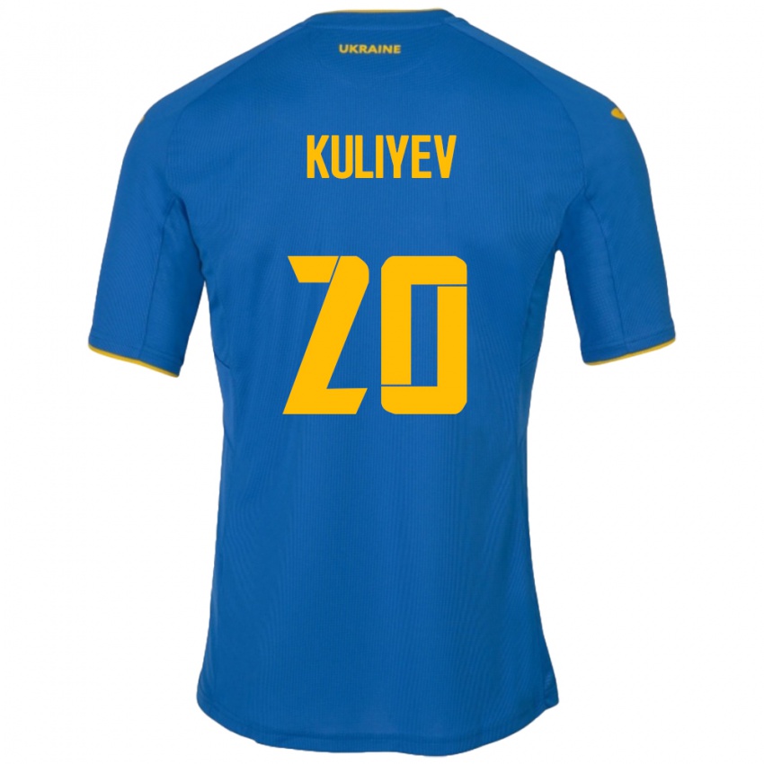 Hombre Camiseta Ucrania Eldar Kuliyev #20 Azul 2ª Equipación 24-26 La Camisa Perú