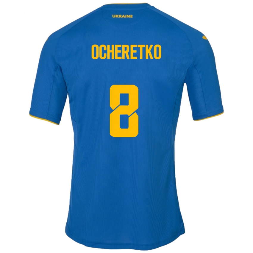 Hombre Camiseta Ucrania Oleg Ocheretko #8 Azul 2ª Equipación 24-26 La Camisa Perú