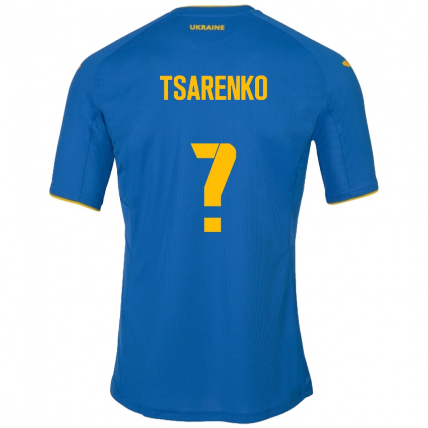 Hombre Camiseta Ucrania Anton Tsarenko #0 Azul 2ª Equipación 24-26 La Camisa Perú