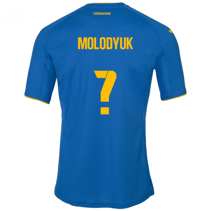 Hombre Camiseta Ucrania Yelyzaveta Molodyuk #0 Azul 2ª Equipación 24-26 La Camisa Perú