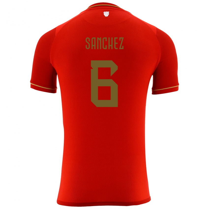 Hombre Camiseta Bolivia Lucas Sanchez #6 Rojo 2ª Equipación 24-26 La Camisa Perú