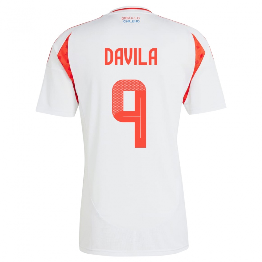 Hombre Camiseta Chile Víctor Dávila #9 Blanco 2ª Equipación 24-26 La Camisa Perú