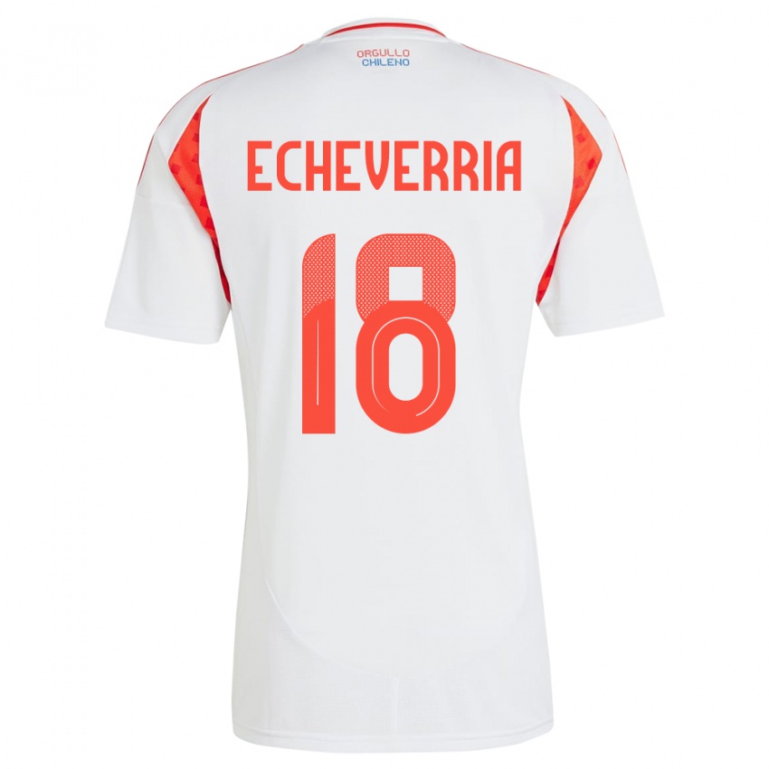 Hombre Camiseta Chile Rodrigo Echeverría #18 Blanco 2ª Equipación 24-26 La Camisa Perú