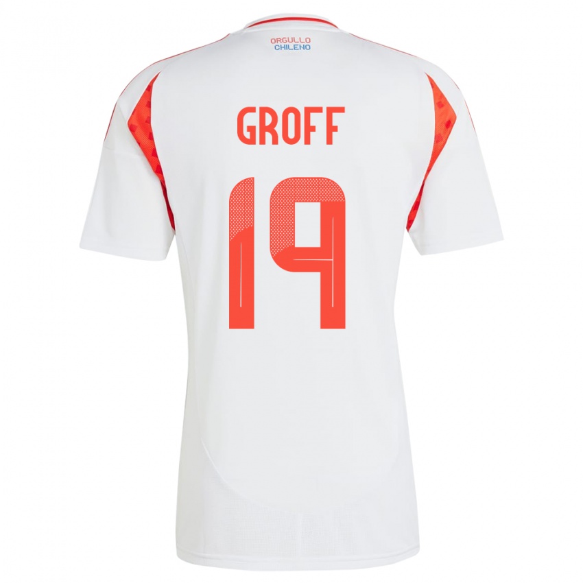 Hombre Camiseta Chile Llanka Groff #19 Blanco 2ª Equipación 24-26 La Camisa Perú