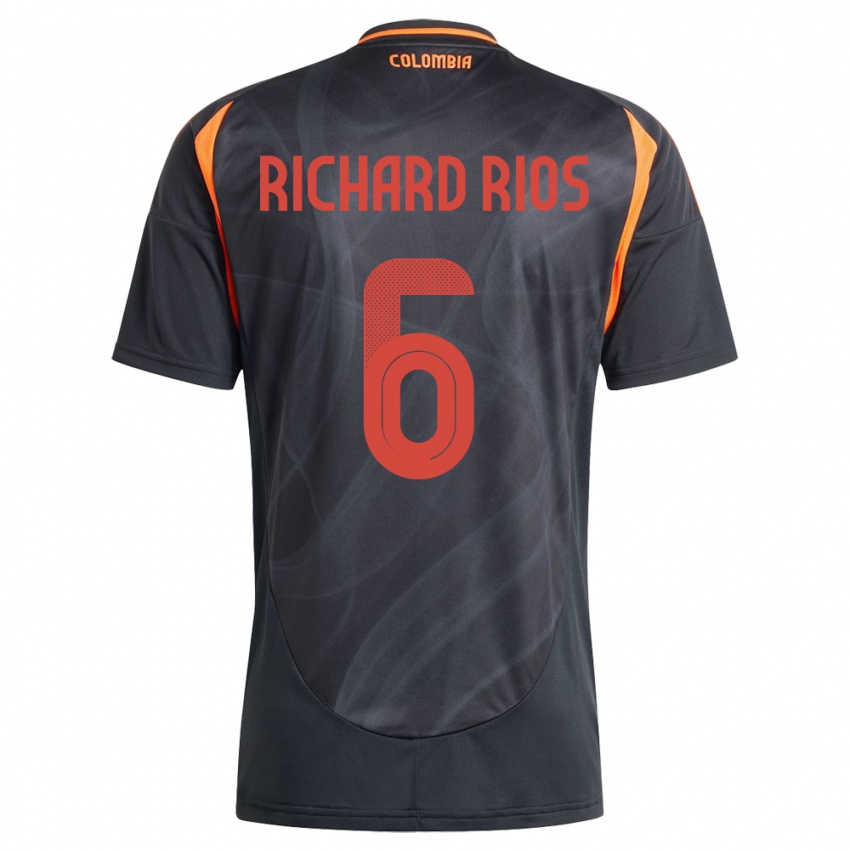 Hombre Camiseta Colombia Richard Ríos #6 Negro 2ª Equipación 24-26 La Camisa Perú