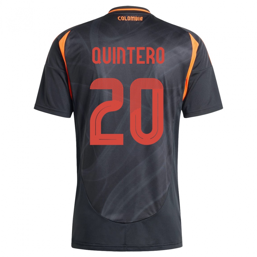 Hombre Camiseta Colombia Juan Fernando Quintero #20 Negro 2ª Equipación 24-26 La Camisa Perú