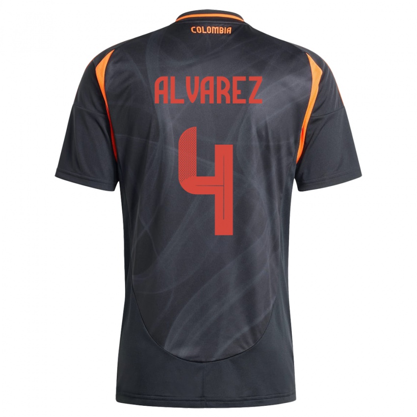 Hombre Camiseta Colombia Fernando Álvarez #4 Negro 2ª Equipación 24-26 La Camisa Perú