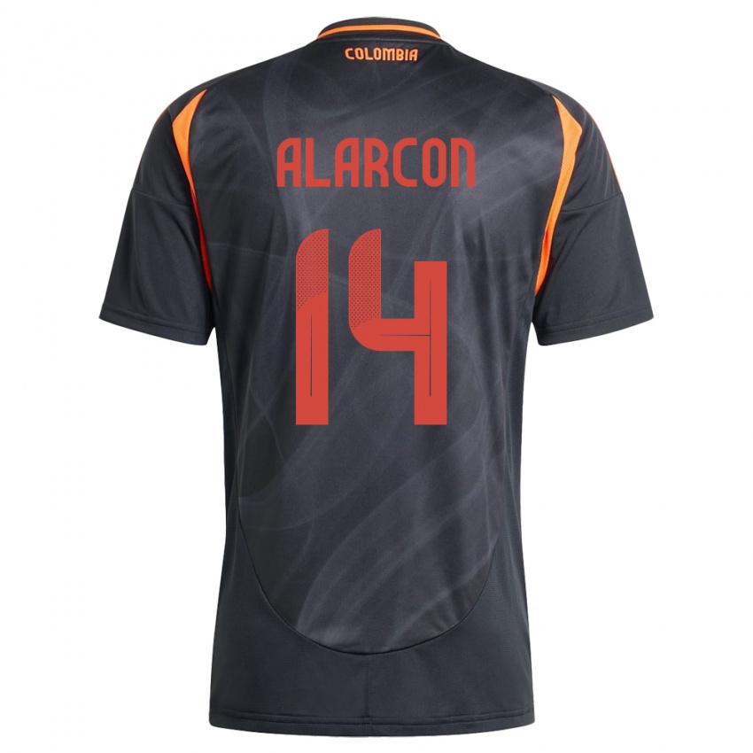 Hombre Camiseta Colombia Andrés Alarcón #14 Negro 2ª Equipación 24-26 La Camisa Perú