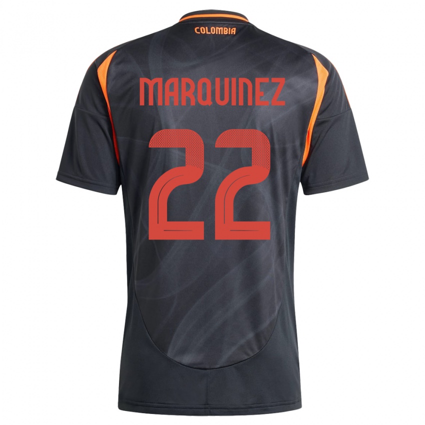 Hombre Camiseta Colombia Luis Marquinez #22 Negro 2ª Equipación 24-26 La Camisa Perú