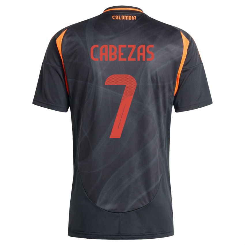 Hombre Camiseta Colombia Jorge Cabezas #7 Negro 2ª Equipación 24-26 La Camisa Perú