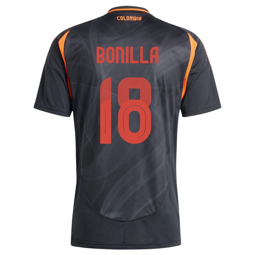 Hombre Camiseta Colombia Wendy Bonilla #18 Negro 2ª Equipación 24-26 La Camisa Perú