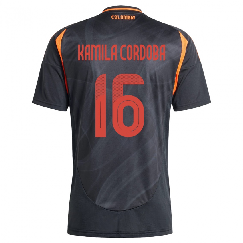 Hombre Camiseta Colombia Sara Kamila Córdoba #16 Negro 2ª Equipación 24-26 La Camisa Perú