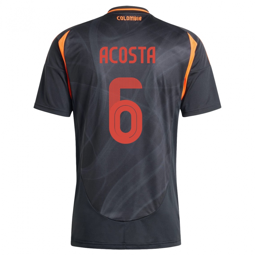 Hombre Camiseta Colombia Viviana Acosta #6 Negro 2ª Equipación 24-26 La Camisa Perú